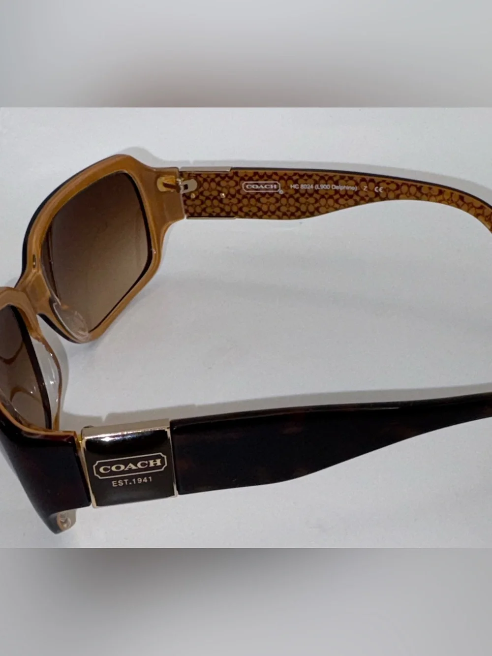 Coach Delphine Brown Gradient Lens Sunglasses with Patterned Temples HC 8024